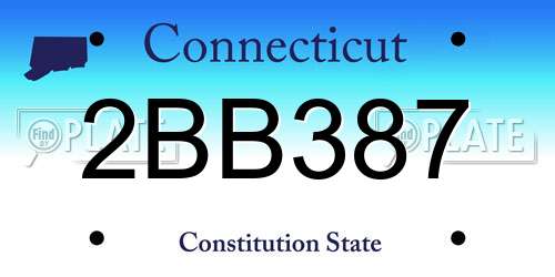 2BB387 Connecticut License Plate