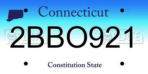 2BBO921 Connecticut License Plate
