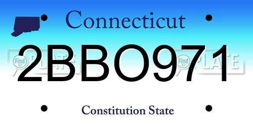 2BBO971 Connecticut License Plate