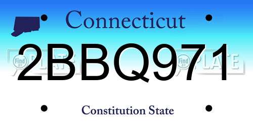 2BBQ971 Connecticut License Plate