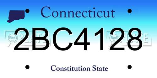 2BC4128 Connecticut License Plate