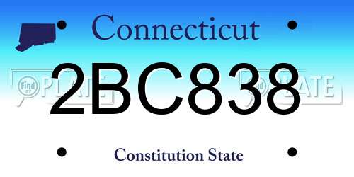 2BC838 Connecticut License Plate
