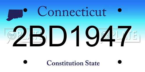 2BD1947 Connecticut License Plate