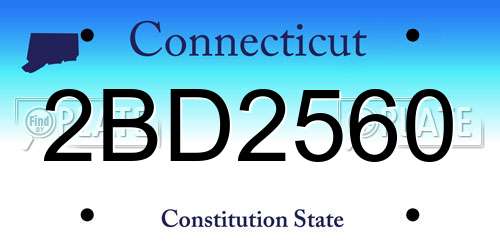 2BD2560 Connecticut License Plate