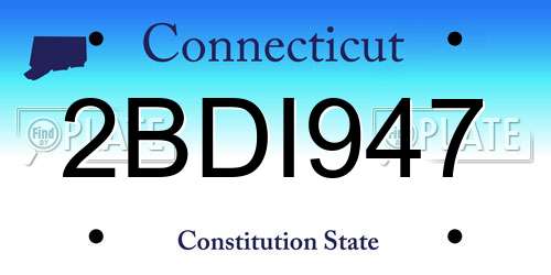 2BDI947 Connecticut License Plate