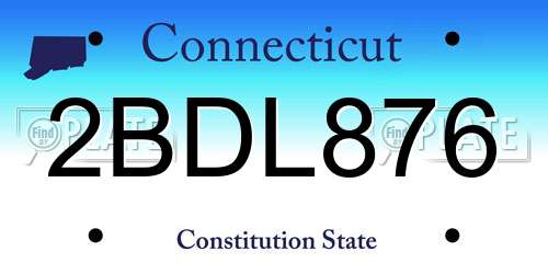 2BDL876 Connecticut License Plate