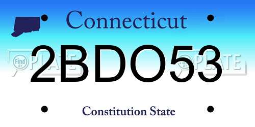 2BDO53 Connecticut License Plate