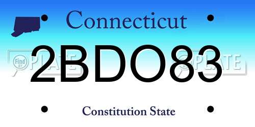 2BDO83 Connecticut License Plate