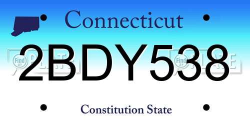 2BDY538 Connecticut License Plate