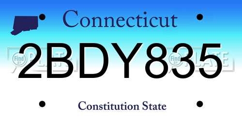 2BDY835 Connecticut License Plate