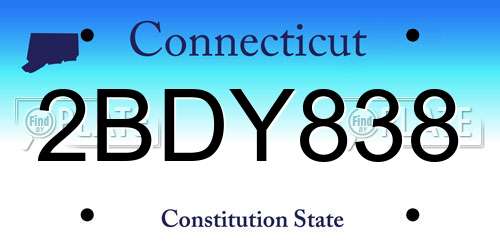 2BDY838 Connecticut License Plate