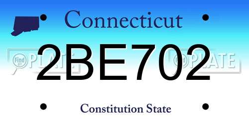 2BE702 Connecticut License Plate