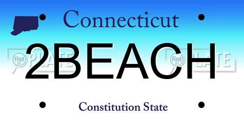 2BEACH Connecticut License Plate