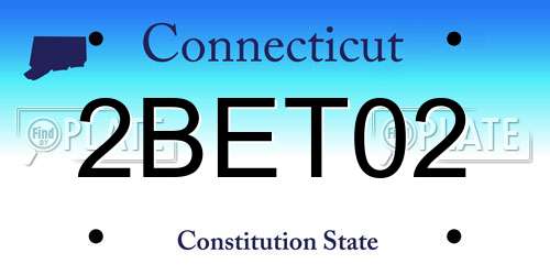 2BET02 Connecticut License Plate