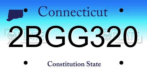 2BGG320 Connecticut License Plate