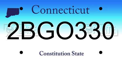 2BGO330 Connecticut License Plate