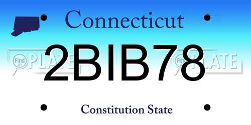 2BIB78 Connecticut License Plate