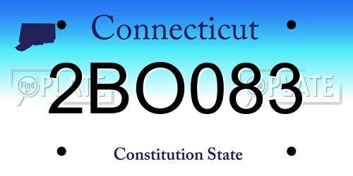 2BO083 Connecticut License Plate