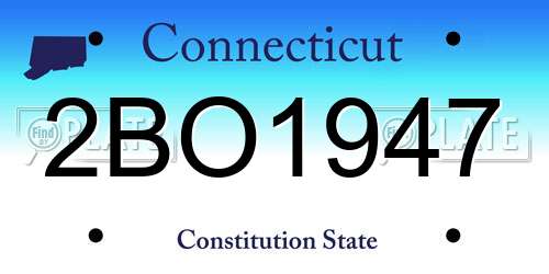 2BO1947 Connecticut License Plate