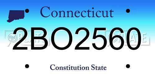 2BO2560 Connecticut License Plate
