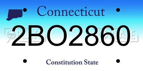 2BO2860 Connecticut License Plate