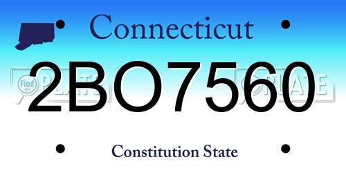 2BO7560 Connecticut License Plate