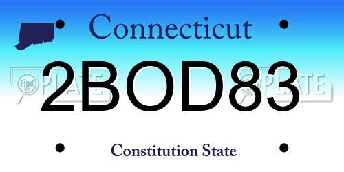 2BOD83 Connecticut License Plate