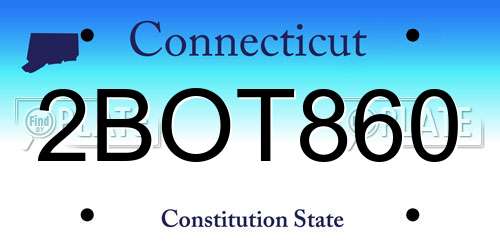 2BOT860 Connecticut License Plate