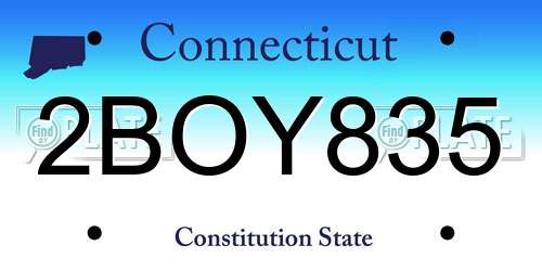 2BOY835 Connecticut License Plate