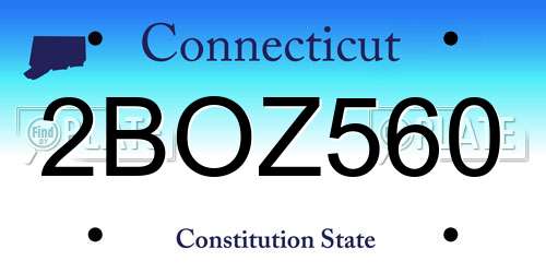 2BOZ560 Connecticut License Plate