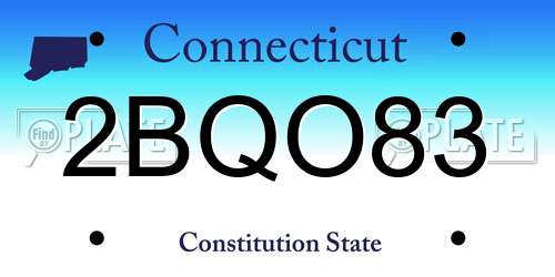 2BQO83 Connecticut License Plate