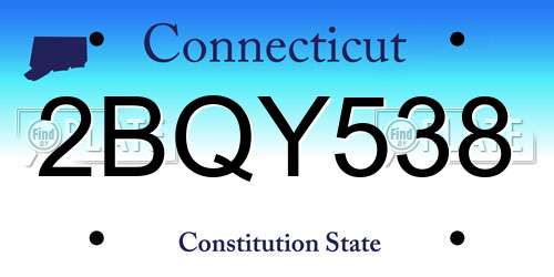 2BQY538 Connecticut License Plate