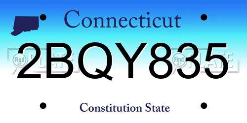 2BQY835 Connecticut License Plate