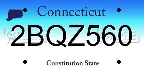 2BQZ560 Connecticut License Plate
