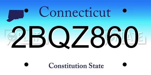 2BQZ860 Connecticut License Plate