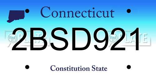 2BSD921 Connecticut License Plate