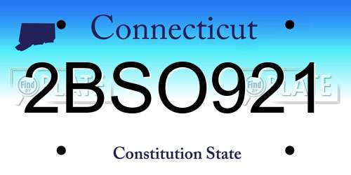 2BSO921 Connecticut License Plate