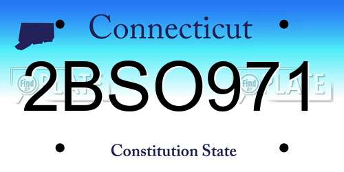 2BSO971 Connecticut License Plate