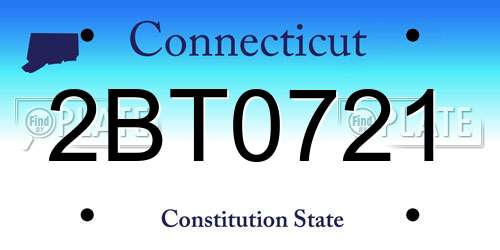 2BT0721 Connecticut License Plate