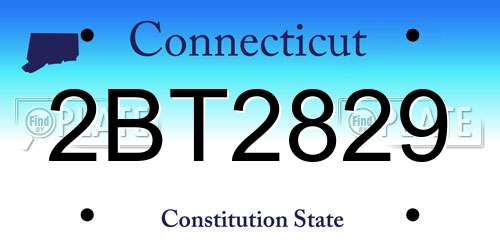 2BT2829 Connecticut License Plate