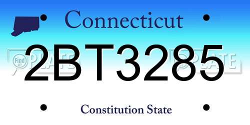 2BT3285 Connecticut License Plate