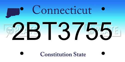 2BT3755 Connecticut License Plate