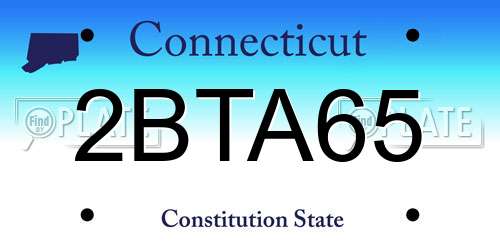 2BTA65 Connecticut License Plate