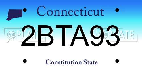2BTA93 Connecticut License Plate