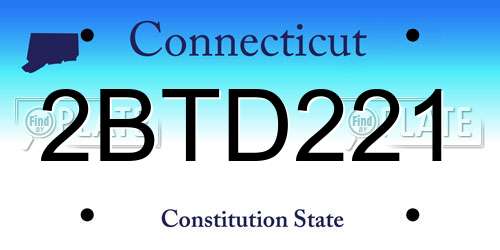 2BTD221 Connecticut License Plate