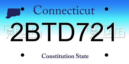 2BTD721 Connecticut License Plate