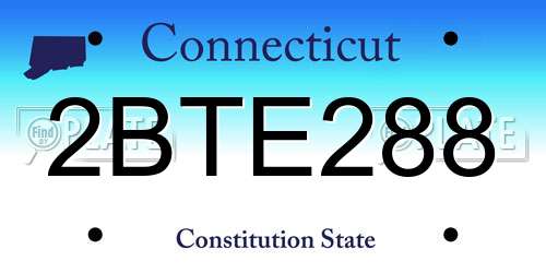 2BTE288 Connecticut License Plate