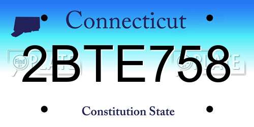 2BTE758 Connecticut License Plate