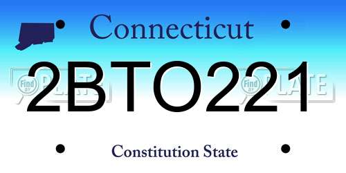 2BTO221 Connecticut License Plate