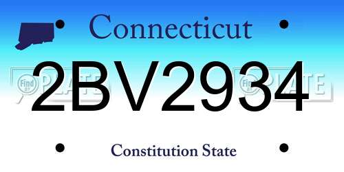 2BV2934 Connecticut License Plate